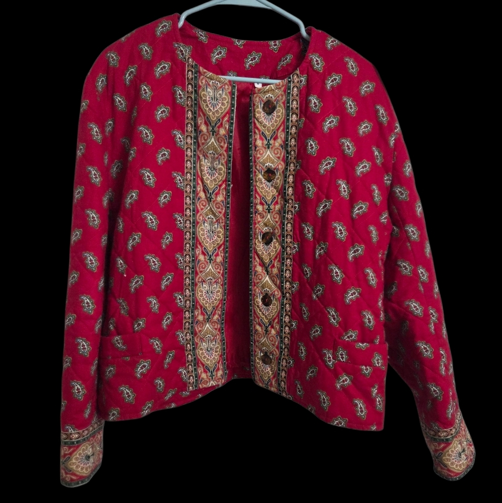Red Paisley Quilted Jacket (V05)